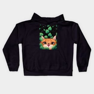 Cat in the leaves Kids Hoodie